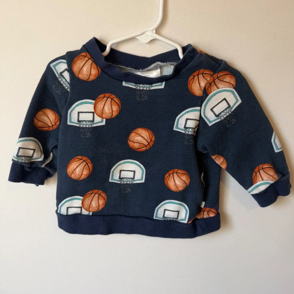 Posh Peanut Basketball 2 Piece Crewneck Sweats Set Size 12-18 Month - Picture 2 of 6